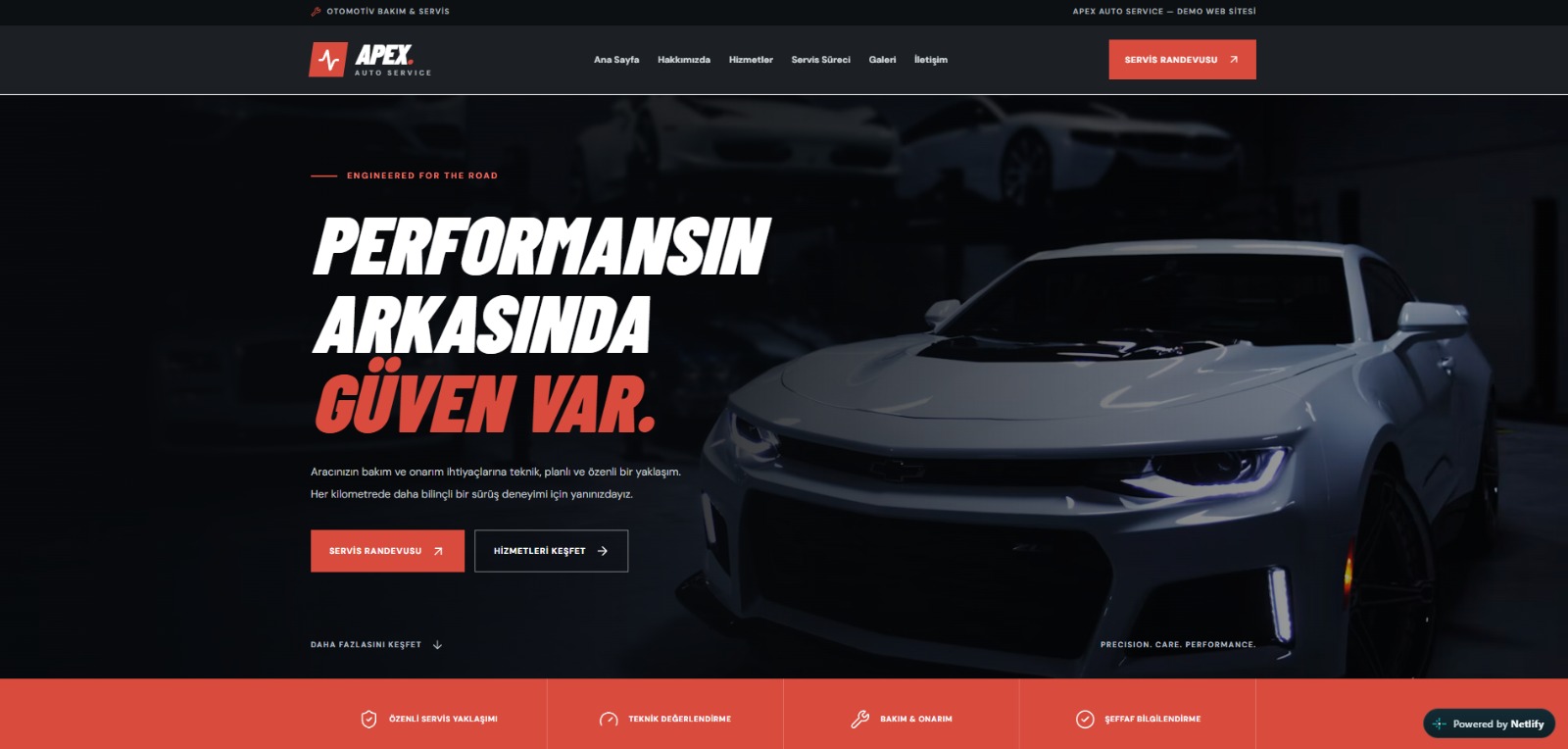 Apex Auto Service web sitesi önizlemesi