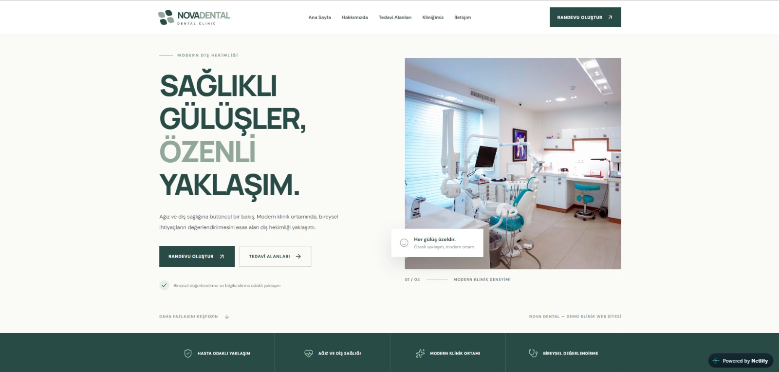 Nova Dental web sitesi önizlemesi