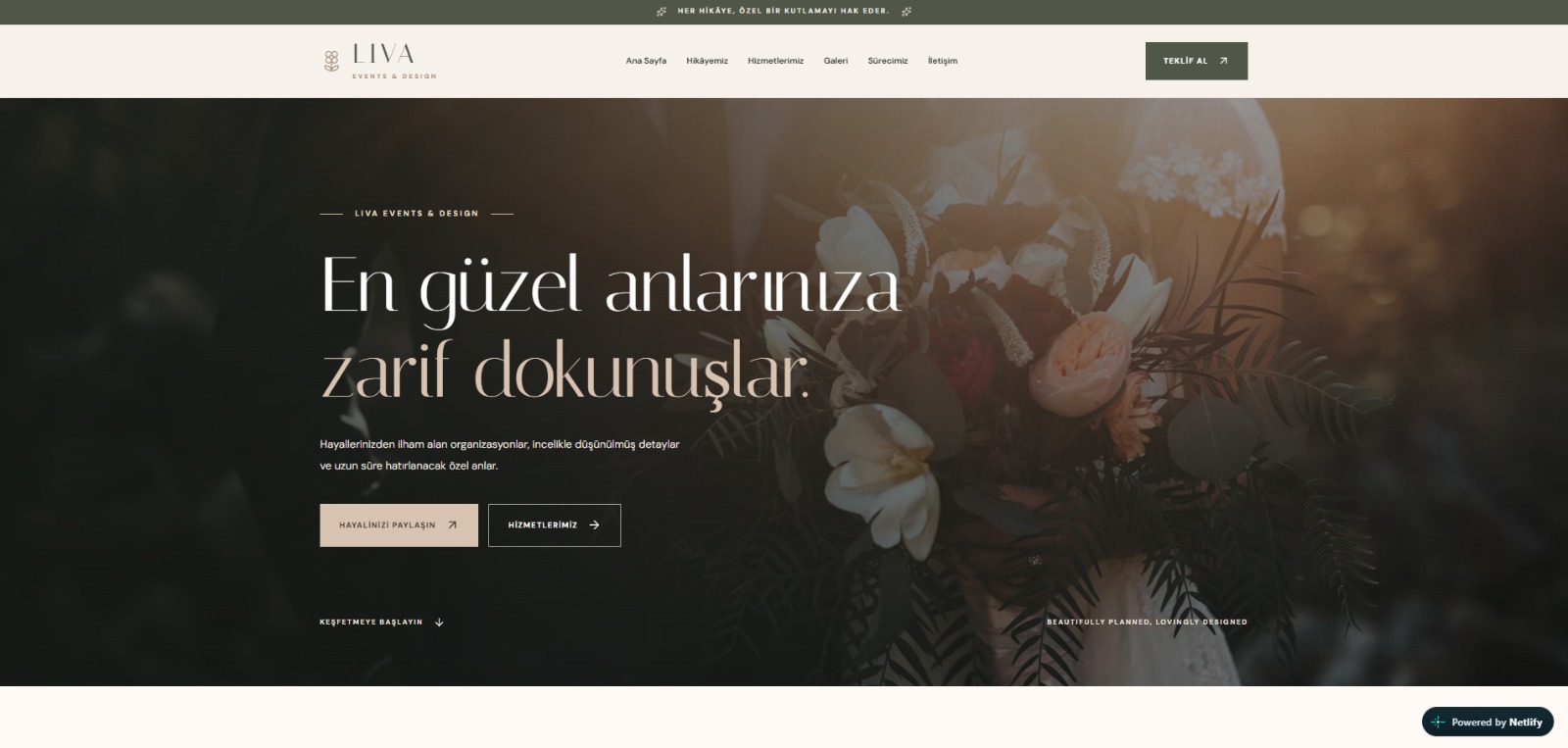 Liva Events web sitesi önizlemesi