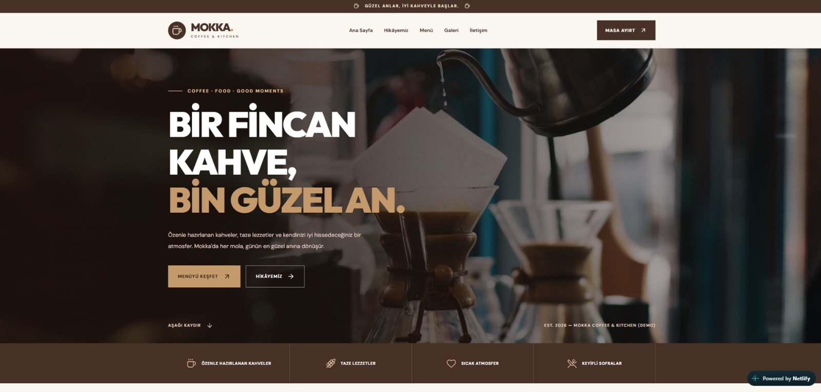 Mokka Coffee & Kitchen web sitesi önizlemesi